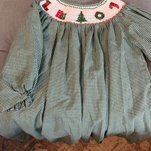 Sweet Smocked Christmas Gingham Dress